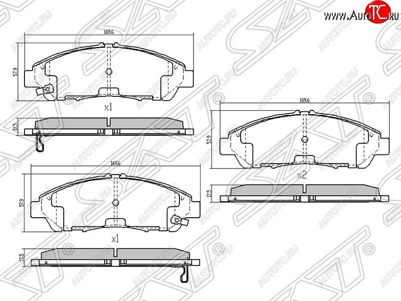 1 899 р. Передние тормозные колодки SAT  Acura MDX  YD2 (2006-2013) дорестайлинг, рестайлинг  с доставкой в г. Таганрог