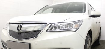 Защитная сетка решетки радиатора Стрелка 11 Премиум (алюминий) Acura MDX YD3 дорестайлинг (2013-2016)