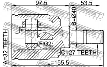 4 549 р. Правый шрус внутренний Febest (32X40X27) Honda Civic FD седан дорестайлинг (2005-2008)  с доставкой в г. Таганрог. Увеличить фотографию 4