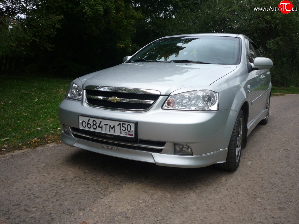 3 499 р. Накладка CTS на передний бампер автомобиля Chevrolet Lacetti седан (2002-2013) (Неокрашенная)  с доставкой в г. Таганрог