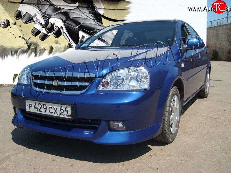 2 399 р. Накладка переднего бампера Tuning Zone Chevrolet Lacetti седан (2002-2013) (Неокрашенная)  с доставкой в г. Таганрог