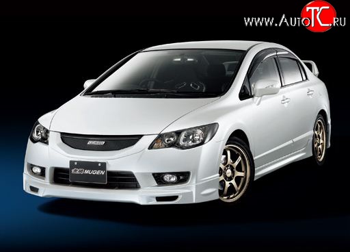 6 499 р. Накладка переднего бампера Mugen Style  Honda Civic  FD (2009-2011) седан рестайлинг (Неокрашенная)  с доставкой в г. Таганрог