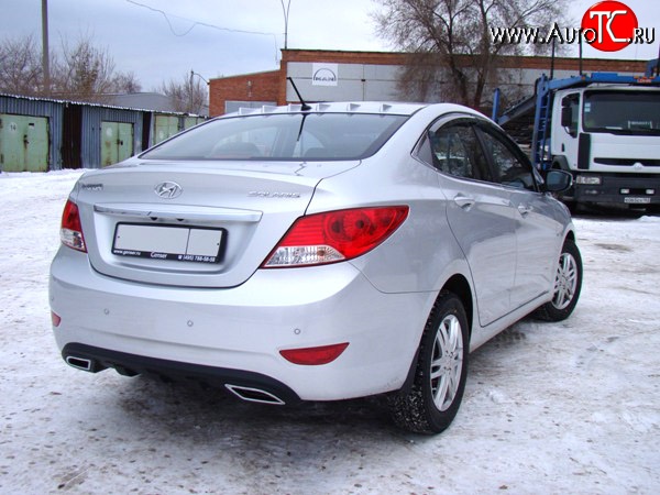 3 369 р. Диффузор заднего бампера Sport var №1 Hyundai Solaris RBr седан дорестайлинг (2010-2014) (Неокрашенный (глянец под окраску))  с доставкой в г. Таганрог