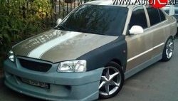 5 949 р. Пороги накладки ATH New Hyundai Accent седан ТагАЗ (2001-2012) (Неокрашенные)  с доставкой в г. Таганрог. Увеличить фотографию 2