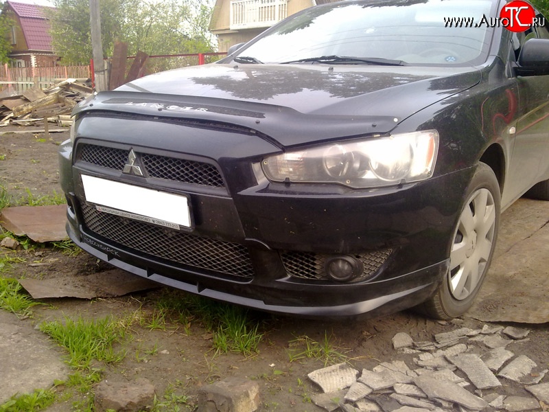 3 599 р. Накладка переднего бампера Elegance Mitsubishi Lancer 10 хэтчбэк дорестайлинг (2007-2010) (Неокрашенная)  с доставкой в г. Таганрог