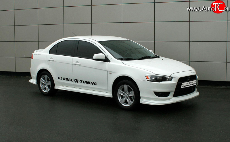 4 749 р. Пороги накладки Global-Tuning Mitsubishi Lancer 10 седан рестайлинг (2011-2017) (Неокрашенные)  с доставкой в г. Таганрог