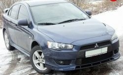 899 р. Вставка переднего бампера (зубатка) Evo  Mitsubishi Lancer  10 (2007-2017) седан дорестайлинг, хэтчбэк дорестайлинг, седан рестайлинг, хэтчбек 5 дв рестайлинг (Неокрашенная)  с доставкой в г. Таганрог. Увеличить фотографию 3