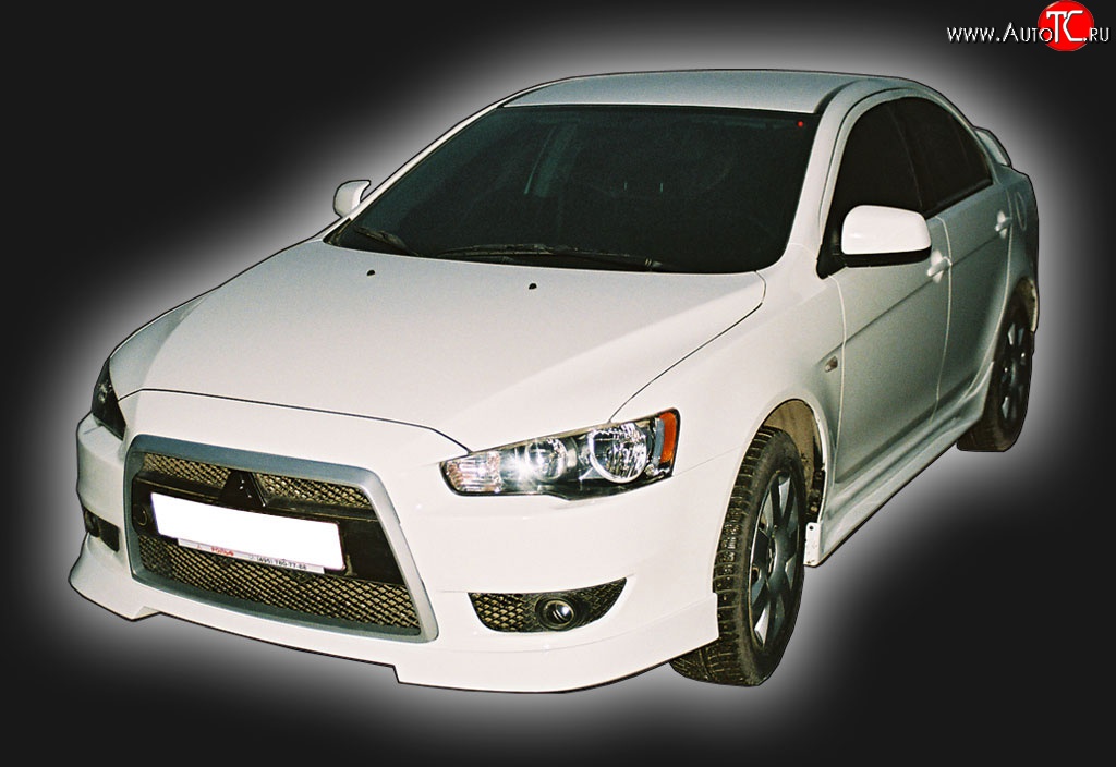 4 249 р. Накладка переднего бампера GT Dynamics Mitsubishi Lancer 10 хэтчбэк дорестайлинг (2007-2010) (Неокрашенная)  с доставкой в г. Таганрог