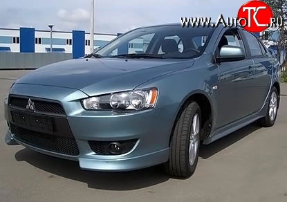 2 699 р. Клыки Evo на передний бампер автомобиля Mitsubishi Lancer 10 хэтчбэк дорестайлинг (2007-2010) (Неокрашенные)  с доставкой в г. Таганрог