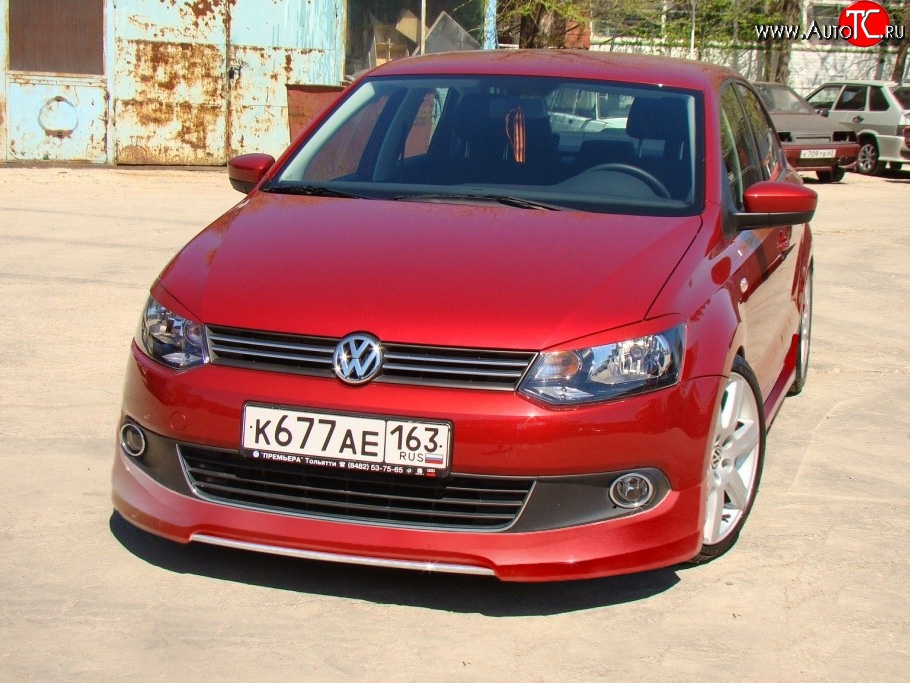 5 749 р. Накладка Racing на передний бампер Volkswagen Polo 5 седан дорестайлинг (2009-2015) (Неокрашенная)  с доставкой в г. Таганрог