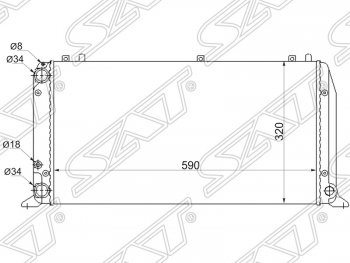 2 999 р. Радиатор двигателя SAT (1.6 / 1.8 / 2.0)  Audi 100  С4 - 80 ( B3,  B4)  с доставкой в г. Таганрог. Увеличить фотографию 1