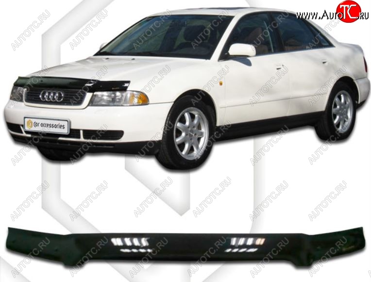 1 899 р. Дефлектор капота CA-Plastiс  Audi A4 ( B5 8D2 седан,  B5 8D5 универсал) (1996-2001) 1-ый рестайлинг, 1-ый рестайлинг, 2-ой рестайлинг, 2-ой рестайлинг (Classic черный, Без надписи)  с доставкой в г. Таганрог