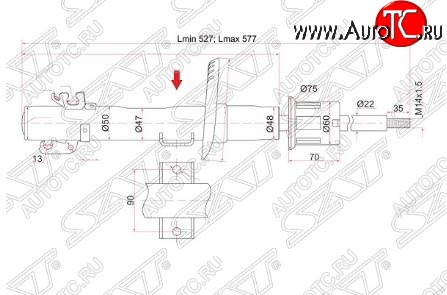 3 699 р. Амортизатор передний SAT (LH=RH) Volkswagen Polo 5 седан дорестайлинг (2009-2015)  с доставкой в г. Таганрог