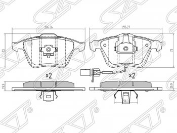 Передние тормозные колодки SAT (156,36/155,27х73х19,9 мм) Skoda Superb B6 (3T5) универсал рестайлинг (2013-2015)