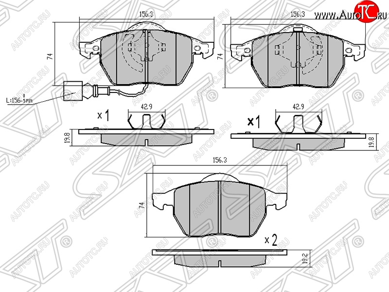 1 689 р. Передние тормозные колодки SAT  Audi A3 ( 8LA хэтчбэк 5 дв.,  8L1 хэтчбэк 3 дв.) - TT  8N  с доставкой в г. Таганрог