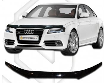 2 079 р. Дефлектор капота CA-Plastic  Audi A4  B8 (2007-2011) дорестайлинг, седан, дорестайлинг, универсал (Classic черный, Без надписи)  с доставкой в г. Таганрог. Увеличить фотографию 1