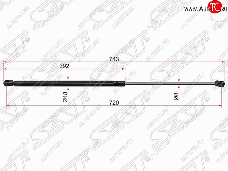 689 р. Упор капота SAT (газовый)  Audi A6  C6 (2004-2008) дорестайлинг, седан, дорестайлинг, универсал  с доставкой в г. Таганрог