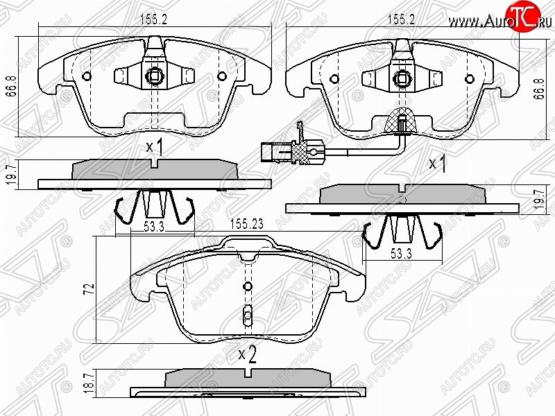 1 889 р. Колодки тормозные передние SAT Audi A6 C6 дорестайлинг, седан (2004-2008)  с доставкой в г. Таганрог