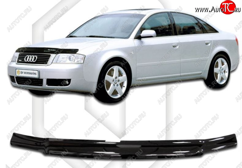 1 899 р. Дефлектор капота CA-Plastiс  Audi A6  C5 (1997-2004) дорестайлинг, седан, рестайлинг, седан (Classic черный, Без надписи)  с доставкой в г. Таганрог