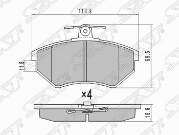 1 169 р. Колодки тормозные (передние) SAT  Audi A6  C5 (1997-2001) дорестайлинг, седан  с доставкой в г. Таганрог. Увеличить фотографию 1
