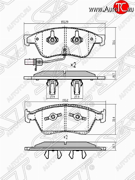 2 079 р. Колодки тормозные SAT Audi A6 C6 дорестайлинг, седан (2004-2008)  с доставкой в г. Таганрог