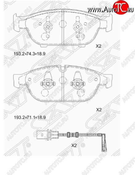 3 399 р. Комплект передних тормозных колодок SAT (Китай)  Audi A6  C7 - A8  D4  с доставкой в г. Таганрог