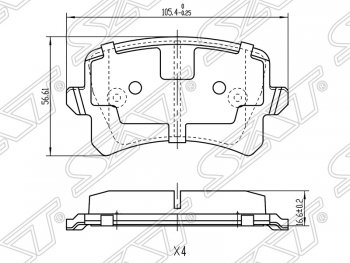 Колодки тормозные SAT (задние) Audi A6 C6 дорестайлинг, седан (2004-2008)