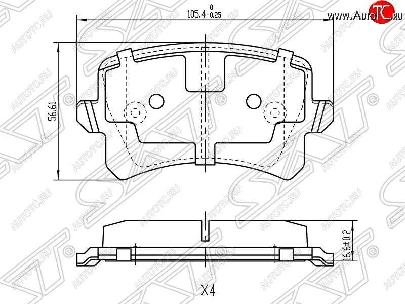 1 489 р. Колодки тормозные SAT (задние) Audi A6 C6 дорестайлинг, седан (2004-2008)  с доставкой в г. Таганрог