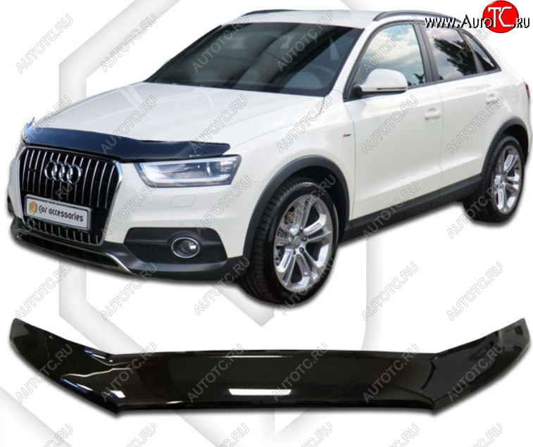 2 299 р. Дефлектор капота CA-Plastic  Audi Q3  8U (2011-2018) дорестайлинг, рестайлинг (Classic черный, Без надписи)  с доставкой в г. Таганрог