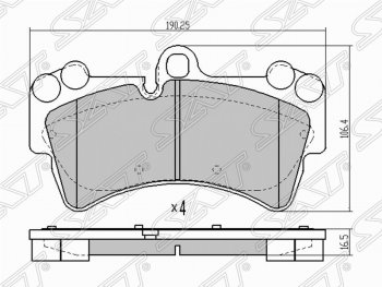 2 399 р. Колодки тормозные SAT (передние)  Audi Q7  4L (2005-2009), Porsche Cayenne ( 955,  957) (2002-2010), Volkswagen Touareg  GP (2002-2010)  с доставкой в г. Таганрог. Увеличить фотографию 1