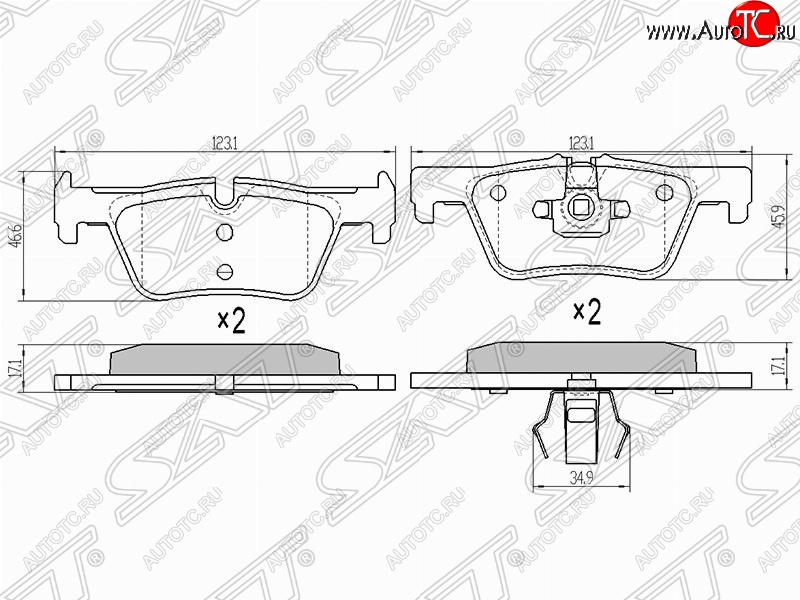 1 229 р. Колодки тормозные SAT (задние, Китай) BMW 1 серия F20 хэтчбэк 5 дв. дорестайлинг (2012-2015)  с доставкой в г. Таганрог