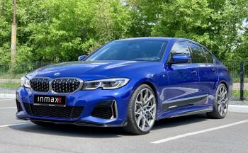 13 499 р. Сплиттер переднего М-бампера М-Perfomance  BMW 3 серия  G20 (2018-2022) седан (цвет: черный глянец)  с доставкой в г. Таганрог. Увеличить фотографию 13