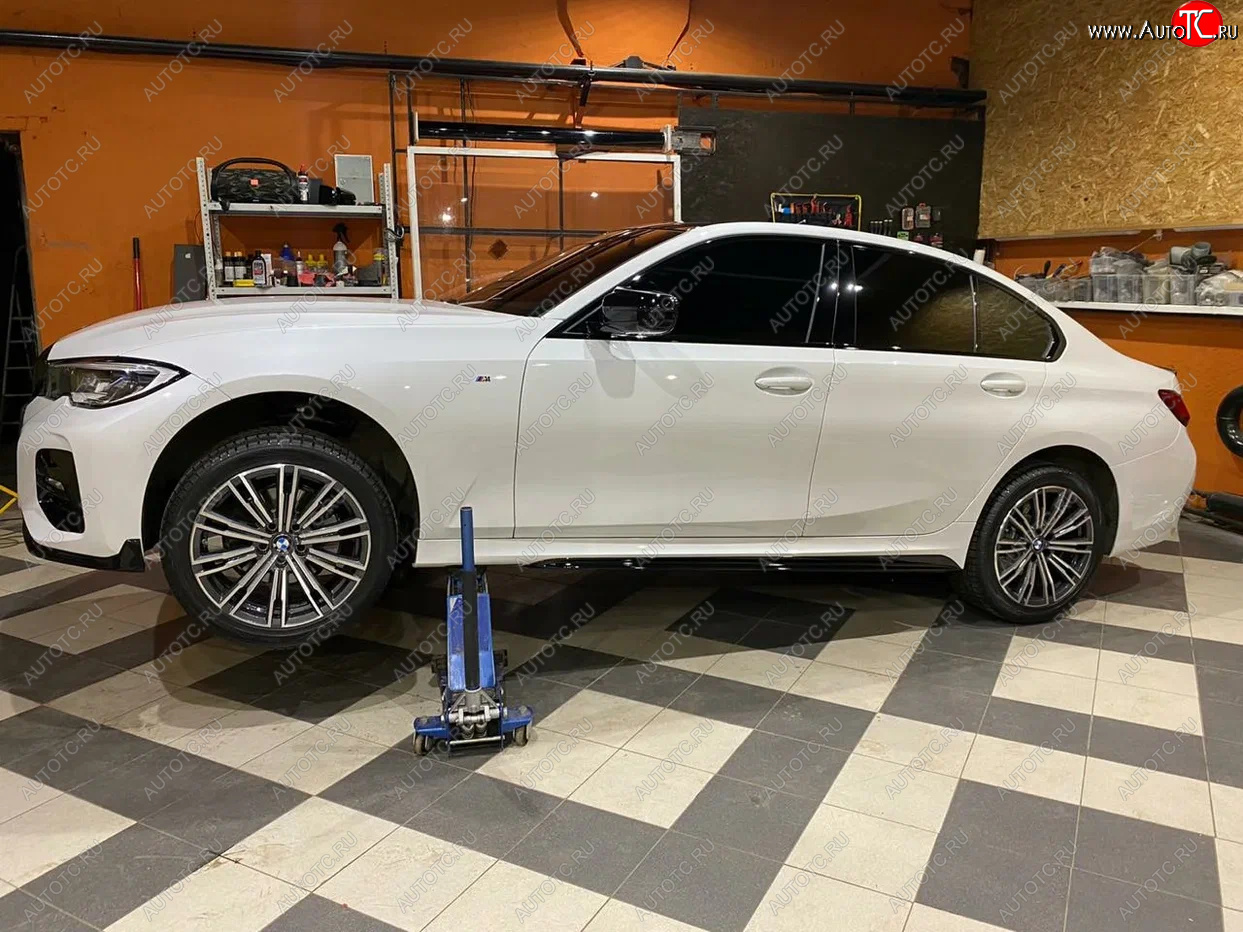 11 499 р. Пластиковые накладки M порогов  BMW 3 серия  G20 (2018-2022) седан (цвет: черный глянец)  с доставкой в г. Таганрог