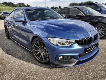 14 499 р. Сплиттер переднего бампера М-Perfomance  BMW 4 серия ( F32,  F36) (2013-2020) купе дорестайлинг, лифтбэк дорестайлинг, купе рестайлинг, лифтбэк рестайлинг (цвет: черный матовый)  с доставкой в г. Таганрог. Увеличить фотографию 1