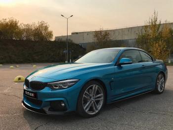 14 499 р. Сплиттер переднего бампера М-Perfomance  BMW 4 серия ( F32,  F36) (2013-2020) купе дорестайлинг, лифтбэк дорестайлинг, купе рестайлинг, лифтбэк рестайлинг (цвет: черный матовый)  с доставкой в г. Таганрог. Увеличить фотографию 3