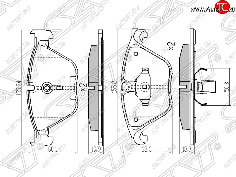 1 249 р. Колодки тормозные SAT (передние) BMW 5 серия F10 седан дорестайлинг (2009-2013)  с доставкой в г. Таганрог