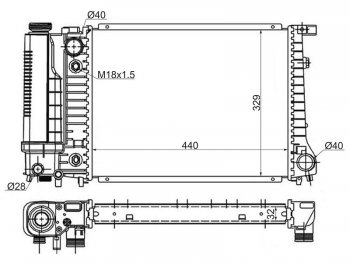 7 549 р. Радиатор двигателя SAT (пластинчатый, 1.6/1.8/2.0/2.3/2.5/2.8) BMW 5 серия E34 седан дорестайлинг (1988-1994)  с доставкой в г. Таганрог. Увеличить фотографию 1