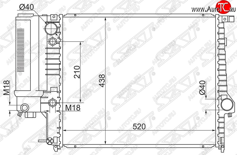11 349 р. Радиатор двигателя SAT (пластинчатый, 1.8/2.0/2.5)  BMW 5 серия  E34 (1988-1994) седан дорестайлинг  с доставкой в г. Таганрог