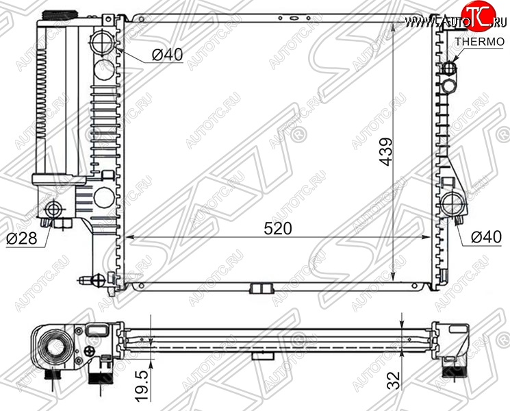 10 449 р. Радиатор двигателя SAT (пластинчатый, 2.0 / 2.3 / 2.8)  BMW 5 серия  E39 (1995-2003) седан дорестайлинг, седан рестайлинг  с доставкой в г. Таганрог