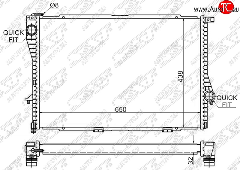 6 299 р. Радиатор двигателя SAT (трубчатый)  BMW 5 серия  E39 - 7 серия  E38  с доставкой в г. Таганрог
