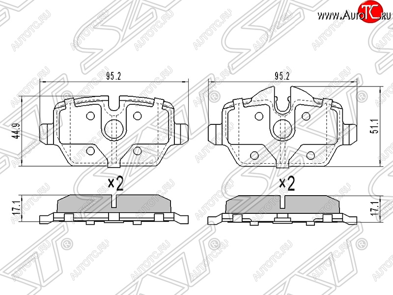 1 089 р. Колодки тормозные задние SAT  BMW 1 серия ( E81,  F20) - 3 серия ( E90,  E92,  E91)  с доставкой в г. Таганрог