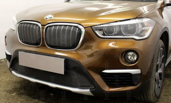 Защитная сетка радиатора в бампер Стрелка 11 Премиум (алюминий) BMW (БМВ) X1 (Икс1)  F48 (2015-2019) F48 дорестайлинг