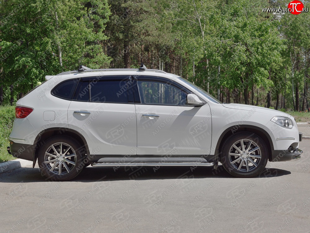 25 849 р. Порожки для ног (Ø42 мм) SLITKOFF  Brilliance V5 (2012-2018) (лист - алюминий, профиль - сталь)  с доставкой в г. Таганрог