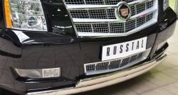 25 999 р. Защита переднего бампера (2 трубыØ75х42 мм, нержавейка) Russtal Cadillac Escalade GMT926 джип 5 дв. короткая база (2006-2014)  с доставкой в г. Таганрог. Увеличить фотографию 2