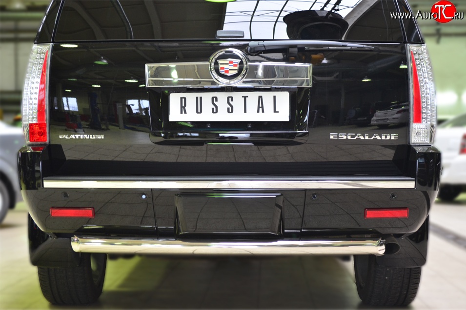 15 999 р. Защита заднего бампера (Ø76 мм, нержавейка) SLITKOFF  Cadillac Escalade  GMT926 джип 5 дв. (2006-2014) короткая база  с доставкой в г. Таганрог