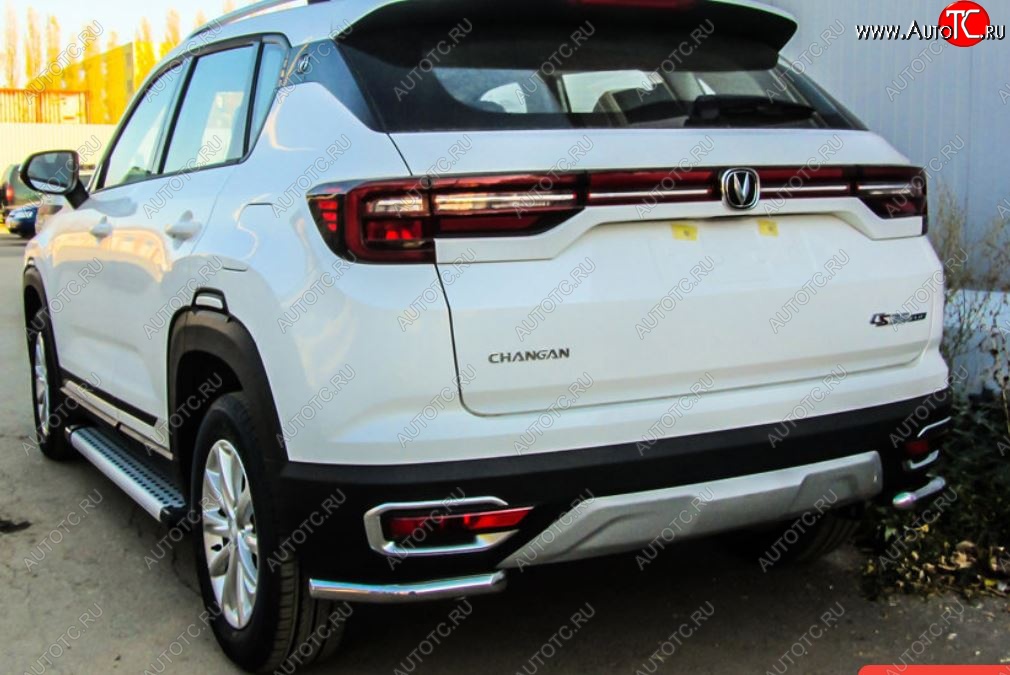 9 249 р. Защита заднего бампера Slitkoff (уголки из 1 трубы d42 мм)  Changan CS35 Plus (2018-2022) дорестайлинг (Нержавейка, Полированная)  с доставкой в г. Таганрог