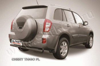 Защита заднего бампера из трубы d76 Slitkoff (с поступью) Chery Tiggo T11 рестайлинг (2013-2016)