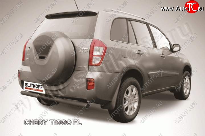 5 499 р. Защита заднего бампера из трубы d76 Slitkoff (с поступью) Chery Tiggo T11 рестайлинг (2013-2016) (Цвет: серебристый)  с доставкой в г. Таганрог