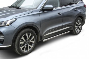 13 999 р. Защита порогов Slitkoff (Ø 76 мм, труба)  Chery Tiggo 7 PRO (2019-2025) (Нержавеющая сталь)  с доставкой в г. Таганрог. Увеличить фотографию 1