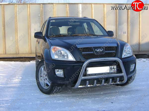 33 999 р. Кенгурятник низкий Slitkoff (Ø 57 мм, с защитой картера)  Chery Tiggo T11 (2005-2013) дорестайлинг  с доставкой в г. Таганрог